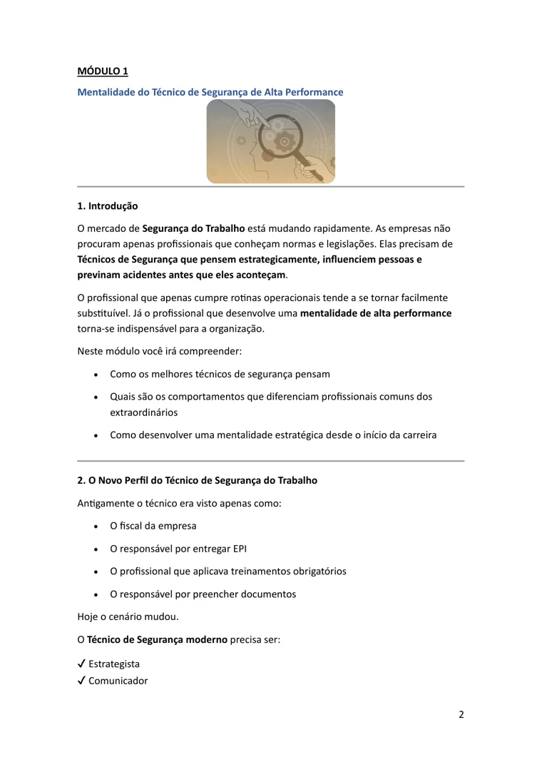 Prévia do módulo de mentalidade profissional